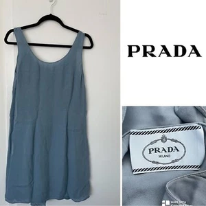PRADA Vintage Wedgewood Blue Silk Crepe de Chine Shift & Chemise - Picture 1 of 5