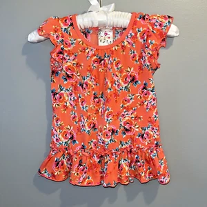Jenna & Jessie Top Girls Size 6 Floral Ruffle Peplum Hem Lightweight - Picture 1 of 6