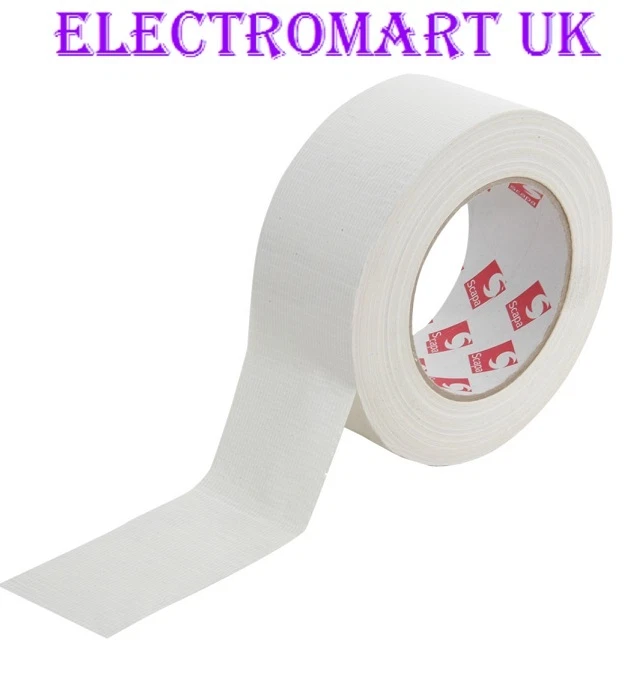 ELECTROMART HIGH QUALITY GAFFA DUCT TAPE ROLL WATERPROOF CLOTH WHITE 48MM X 50M