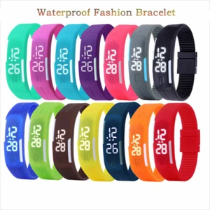 Waterproof LED Digital Rubber Sports Watch Bracelet Digital WristWatch Fashion - Picture 1 of 28