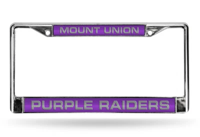 Quadro de placa de licença Mount Union Purple Raiders metal cromado corte a laser - Imagem 1 de 4