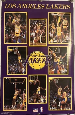 Los Angeles Lakers 1988 Starline Team Collage Poster Magic Johnson 22x34 Vintage - Image 1 of 4