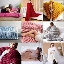 Chunky Knitted Thick Blanket Winter Warm Hand Yarn Merino Bulky Throw Sofa Knit