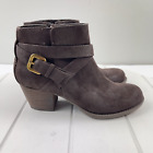 Crown Vintage Ankle Boots Size 7.5M Brown Womens Suede Heels Shoes