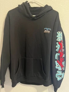 Launder Hoodie Youth LG Black Racing Anime Logo Sleeve Art - Picture 1 of 3