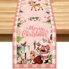 Vintage Christmas Table Decorations Pink Santa Claus Table Runner 72 Inches