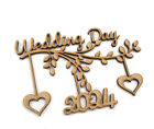 Wooden Wedding Day 2024 Branch Shape with Hearts and Year Wedding frame topper