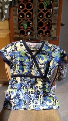 Koi Kathy Peterson Kathryn Womens Mock Wrap Scrub Top Cotton #115PR Extra Small - Image 1 of 2