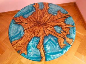 Epoxy Resin Coffee Table , Wooden Coffee, Side, Center ,End Table With Legs - Picture 1 of 3