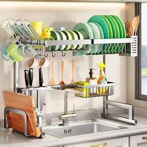 2Tier Dish Drying Rack Over The Sink Dish Drying Rack Stainless Steel Adjustable - Bild 1 von 9