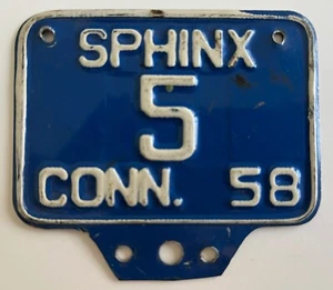 1958 Connecticut Sphinx License Plate SMALL Low Number One Single Digit #5 - Picture 1 of 3