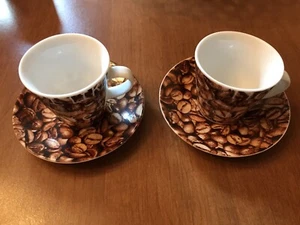 Coffee /Cafe Demitasse  Cup and saucer Set Of 2  Le Sfiziosette  From Italy Rare - Picture 1 of 9