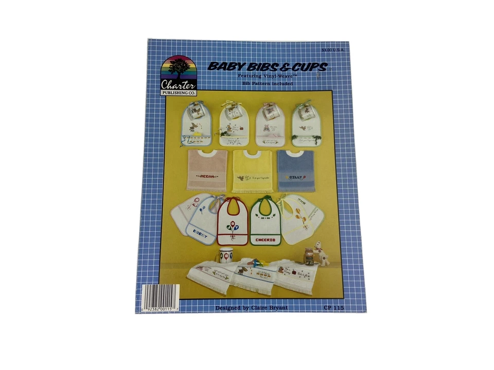 Charter Publishing Baby Bibs And Cups Cross Stitch Pattern Claire Bryant  - Image 1 of 3