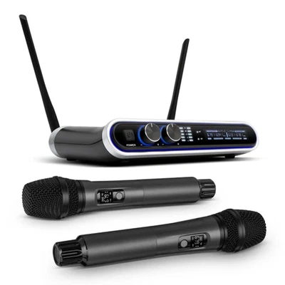 Hridz Wireless UHF Microphone Kit Dual Handheld Mics with 100m Range Receiver fo - Image 1 of 4