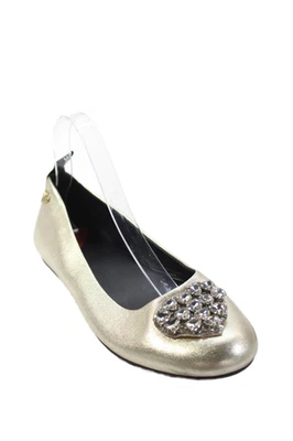 Love Moschino Mujer Cuero Joyas Corazón Ballet Pisos Dorado Talla 39 9 Foto 1 de 4