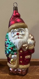 Babbo Natale in vetro tedesco vintage decorazione albero di Natale Germania naso rosso Lrge - Foto 1 di 18
