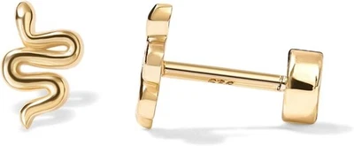 Par de aretes de plata de ley 925 enchapados en oro de 14 quilates con postes de espalda plana para W Foto 1 de 4