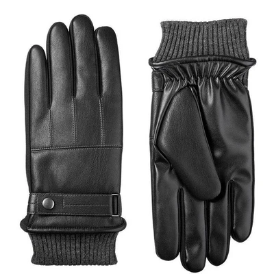 Guantes Isotoner para Hombres Negros Aislados Imitación Cuero Pantalla Táctil Elastizados Talla M Nuevos con Etiquetas Foto 1 de 4