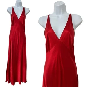 Victoria's Secret Babydoll Seide Maxi Schlupf Kleid Gr. M rot sexy intim tiefer Rücken - Bild 1 von 8