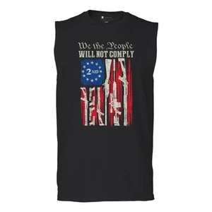 We People Will Not Comply Muscle Shirt 2nd Amendment USA Flag Gun Rights Men's - Picture 1 of 22