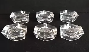 Vintage lot 6 hexagonal rectangle crystal/ glass open salt dips - Picture 1 of 3