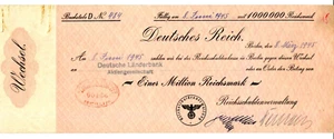 Germany Berlin March 1945 1000000 One Million Reichsmarks Wechsel Check - Picture 1 of 4