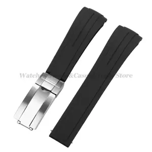 Correa de goma de 20 mm 21 mm 22 mm correa de silicona de extremo curvo para Rolex para agua Gh - Imagen 1 de 26