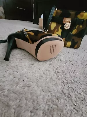 Michael Kors Kendra Platform Booties, Acid Lemon Camo,Size 9 1/2 Matching Purse  - Image 1 of 4