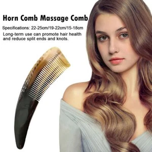 Natural black buffalo horn comb hair comb ox horn fine / wide tooth massage W3U4 - Picture 1 of 23