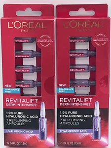 L'OREAL REVITALIFT 1.9% PURE HYALURONIC ACID 7 REPLUMPING AMPOULES -SET OF 2 - Picture 1 of 1