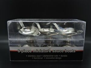 Miniature Stainless Steel 6-Piece Sauce Boats - NIB