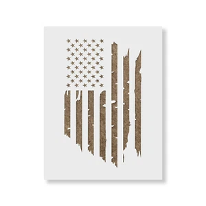 American Flag Distressed Stencil - Durable & Reusable Mylar Stencils - Picture 1 of 9