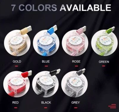 Cabo carregador retrátil 3 em 1 USB-C, micro USB para iPhone, Samsung, LG, Motorola - Imagem 1 de 4