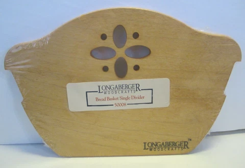 LONGABERGER Bread Basket Wooden Divider Cut Out Design CLASSIC STAIN NEW Cover
