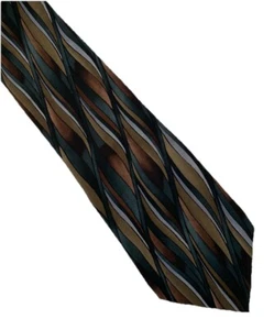 Jimmy Z Silk Neck Tie Necktie - Green & Brown Abstract Design, Made in USA 58" L - Picture 1 of 3