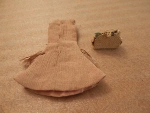 VINTAGE 1962 BARBIE DOLL PINK and GREY STRIPED SHIFT DRESS and PURSE - Picture 1 of 8