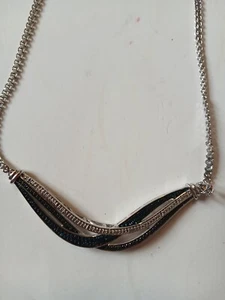 18 Inch Diamond CE Blue Black Pure Silver Over Brass Necklace See Description - Bild 1 von 8