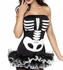 Ladies Skeleton Bones Halloween Fancy Dress Costume Dress Size 10 Day of Dead 