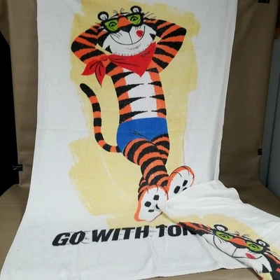 2 toallas de playa de tela de rizo Kellogg Cannon Tony the Tiger años 70 de colección Foto 1 de 4