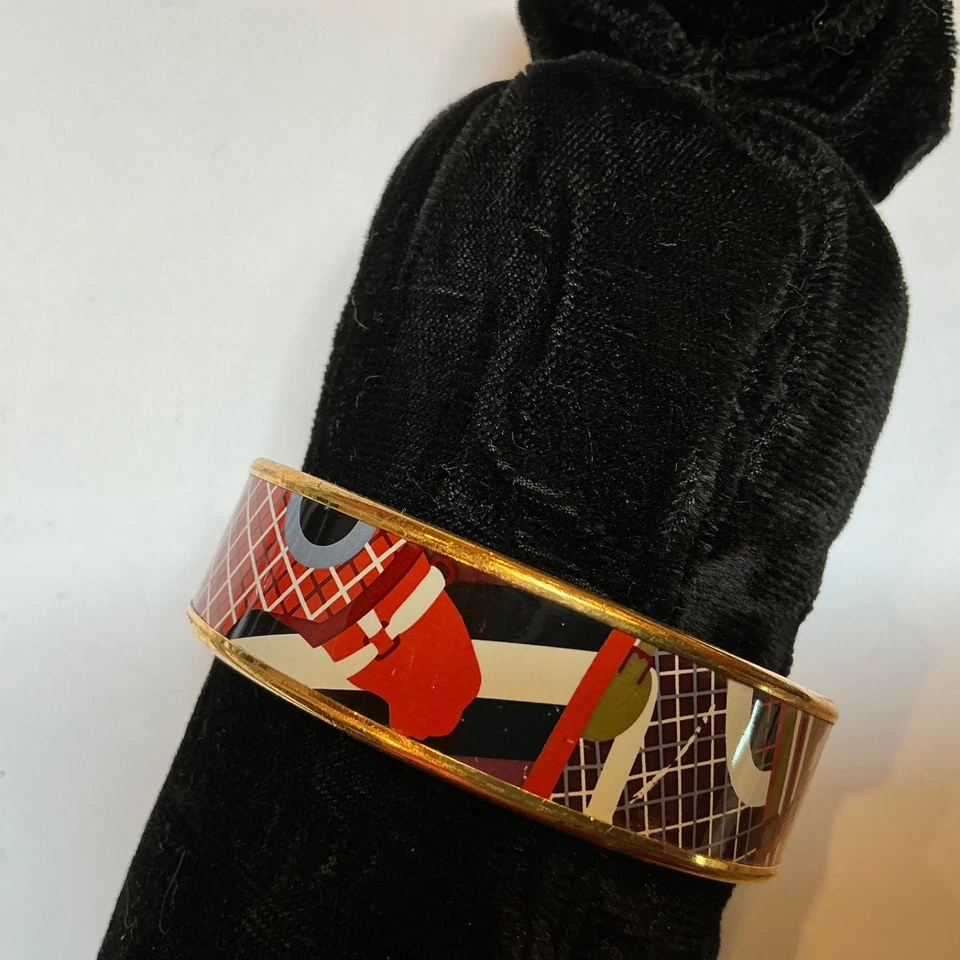 HERMES эмаль PM 65 широкий браслет браслет золотой ободок, черный, белый, красный - Изображение 1 из 4