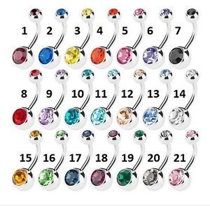 50pcs Double Gems navel belly ring Button Barbells Body Piercing  Mix Colors
