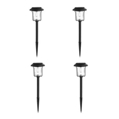 4Pk 14 Lumens Black Vintage Bulb LED Weather Resistant Outdoor Solar Path Light - Image 1 of 4