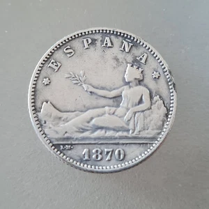 Moneda de plata España 1870 una 1 peseta - Imagen 1 de 2