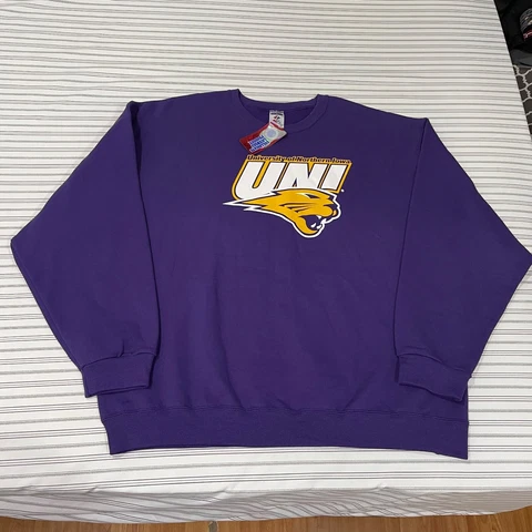 NWT University Of Northern Iowa UNI Pullover Crewneck Sweatshirt Purple Mens 2XL Cover