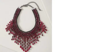 nwt white house black market hematite and red glass statement necklace - Picture 1 of 1