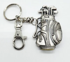 Golf Sports Key Chain clip Golf Bag Clubs iron club Silver Tone caddy  - Picture 1 of 5