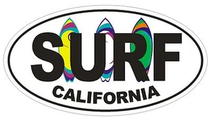 Surf California Oval Bumper Sticker or Helmet Sticker D1350 Surf Surfing Surfer - Picture 1 of 1