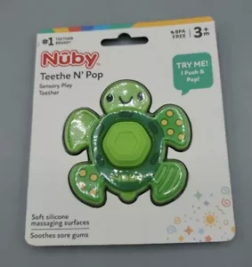 Nuby Teethe N Pop Sensory Play Teether Turtle Baby Girl Or Boy New - Picture 1 of 6