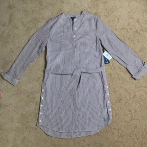 US POLO ASSN women's striped belted shirt dress size M - Picture 1 of 5