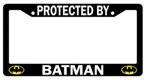 Protected By Batman Black Plastic License Plate Frame DC - Picture 1 of 1